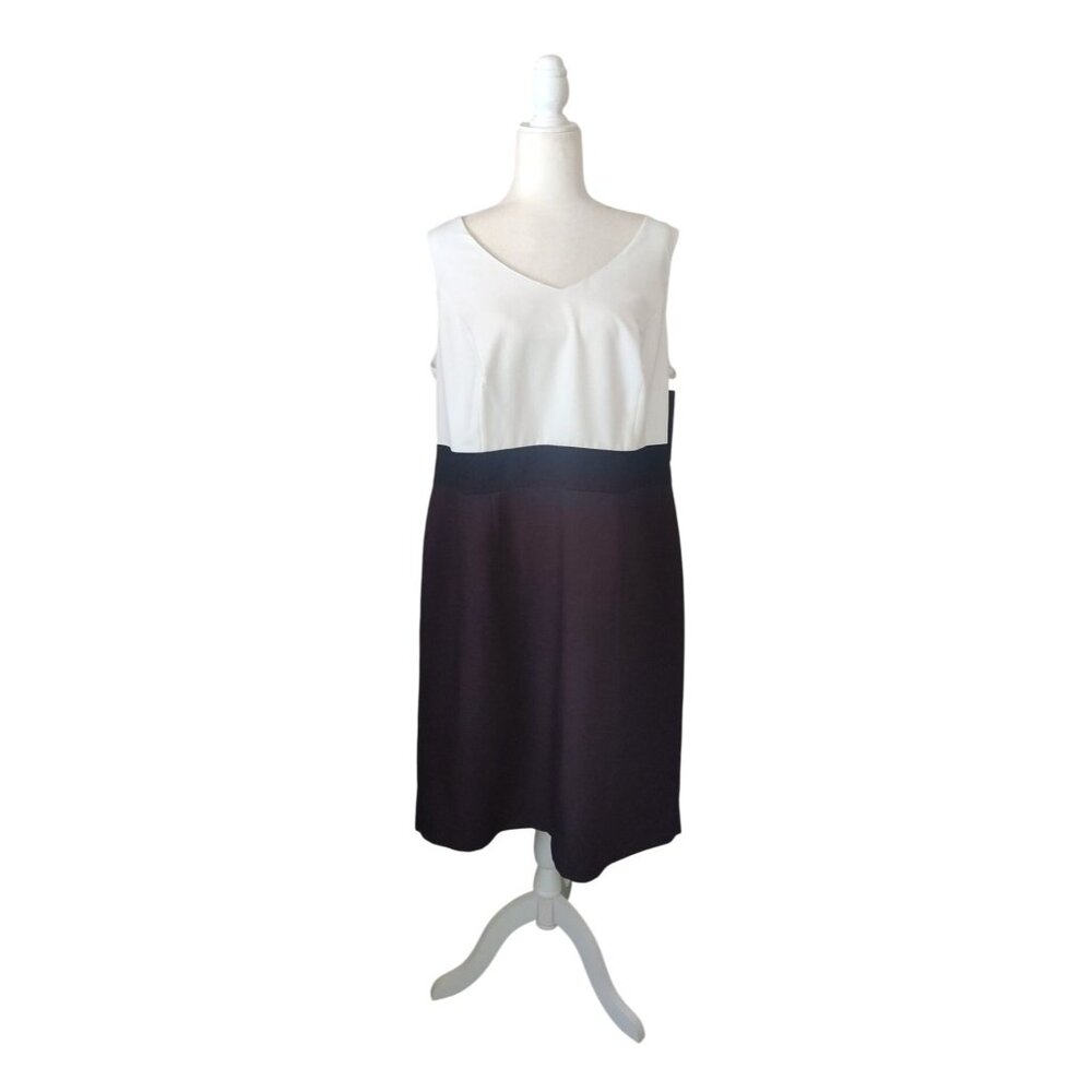Nipon Boutique Women's 16W Colorblock Sleeveless Sheath Dress In Chocolate/White